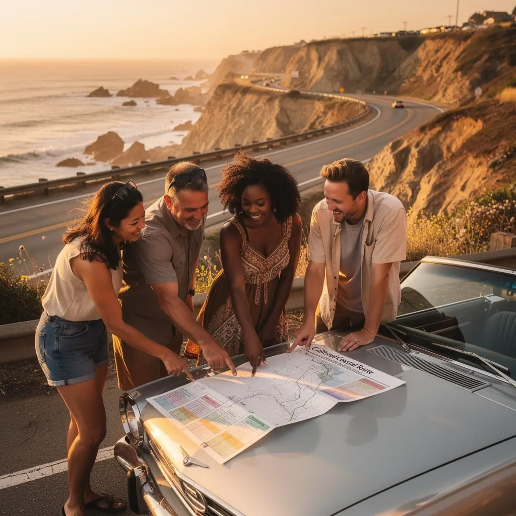 Zatrzymujący się turysta przy znaku informacyjnym na trasie widokowej.